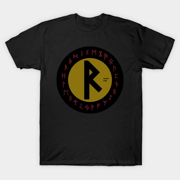 Yellow Raidho Elder Futhark  | Viking Rune Symbol T-Shirt by DepicSpirit